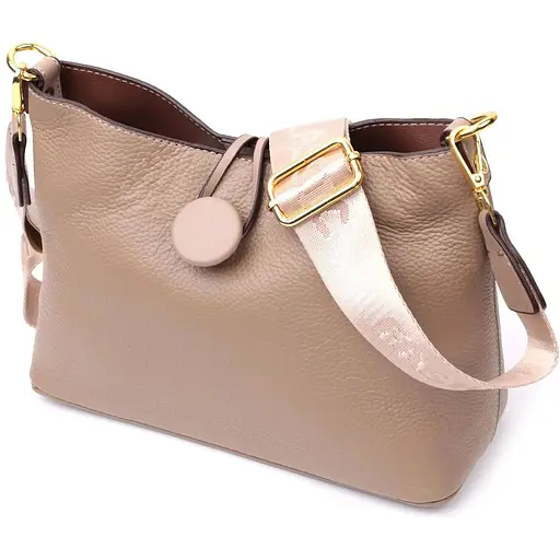 Сумка женская Vintage с оригинальной застежкой пуговкой из натуральной кожи 26х18х10 см sum0028990 - фото 1