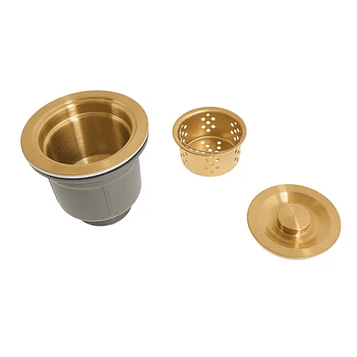 Золотий сифон для мийки на кухню з нержавійки з переливом - фото 3