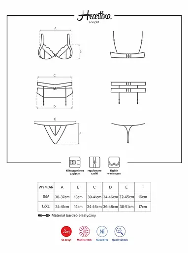 Еротичний комплект Obsessive Heartina L/XL червоний - фото 7