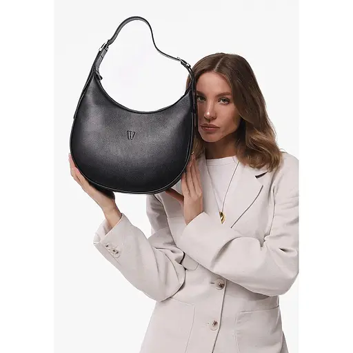 Жіноча шкіряна сумка Vivian чорна - фото 1