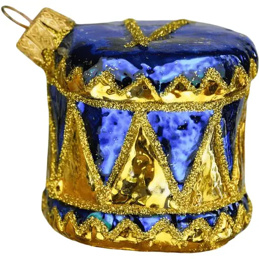 Ялинкова прикраса Санта Шоп Барабан синій скло (4820001180275)