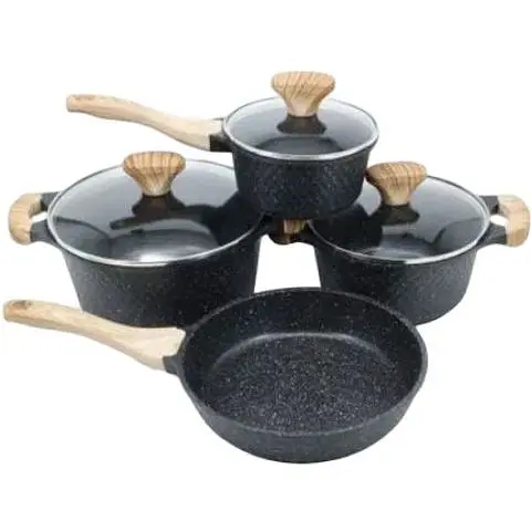 Набор посуды Styleberg ST-3035 7 предметов с крышками гранитное покрытие - фото 1