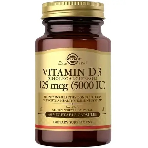 Вітаміни та мінерали Solgar Vitamin D3 125 mcg, 60 вегакапсул