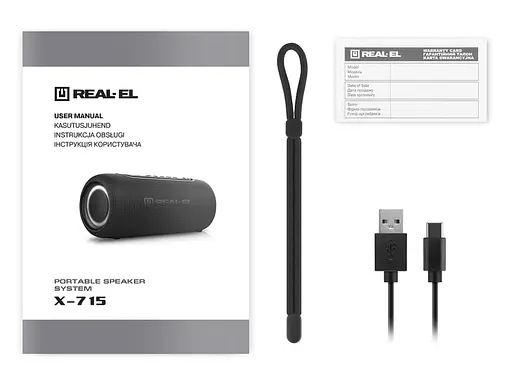 Портативна колонка Real-El RX715 10W Bluetooth TWS, RGB, Black - фото 15