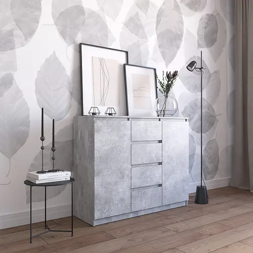 Комод Vays R-11, 4 шухляди та 2 відділення з полицями, без ручок, ЛДСП, 120×40×98 см - для спальні, вітальні, передпокою - фото 5