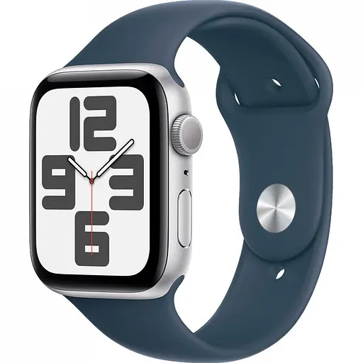 Смарт-часы Apple Watch SE 2 GPS 44mm Silver Aluminium Case with Storm Blue Sport Band S/M (MREC3)