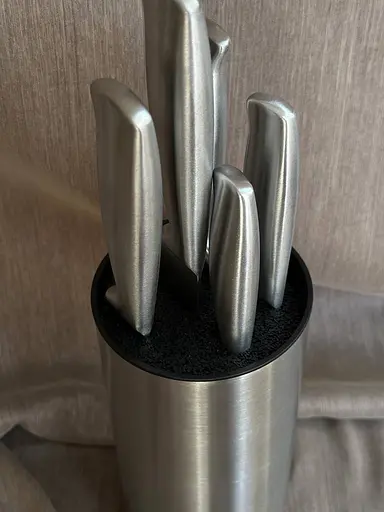 Универсальный набор 5 кухонных ножей с подставкой из ножей нержавеющей стали для кухни Magio MG-1093 Серый - фото 4