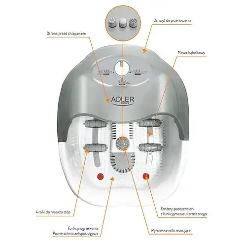 Гідромассажна ванна для ног Adler AD 2167 з функцією теплового масажу - фото 5