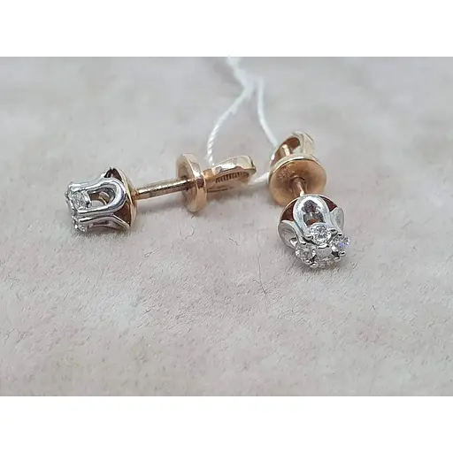 Золотые серьги-пуссеты Харьковская ювелирная фабрика с бриллиантами. 880110-СП - фото 3