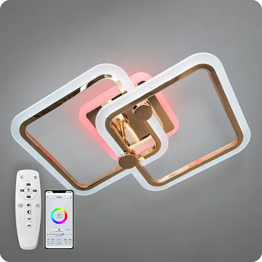 Люстра світлодіодна 517 Dlight 3color з пультом 50 Вт Золото (02059) - фото 1