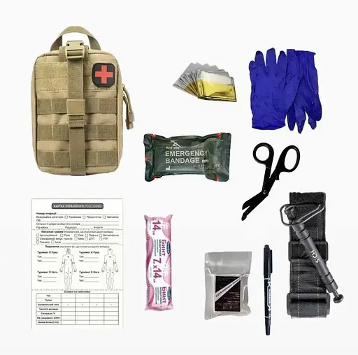 Аптечка укомплектованная №8 Rescue Ready в подсумке с быстрым сбросом светло-коричневый - фото 1