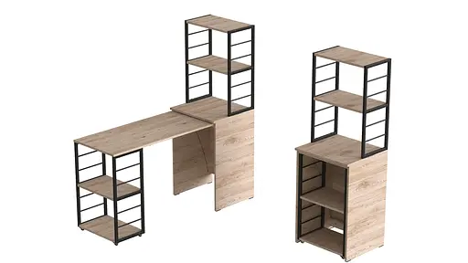 Стіл-тумба трансформер Смарт 3/1 з етажеркою Ferrum-decor 1430x1450x500 Чорний метал ДСП Дуб Сан-Марино 16 мм (FRD-105110) - фото 6