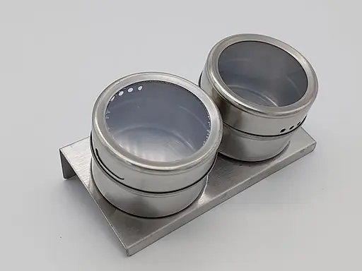 Набор емкостей для специй и приправ с магнитной подставкой, 2 кухонные баночки по 100 мл, Kitchen Master 87439 - фото 5