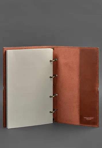 Шкіряний блокнот на кільцях (софт-бук А4, А5) 9.0 в м'якій світло-коричневій обкладинці - фото 5