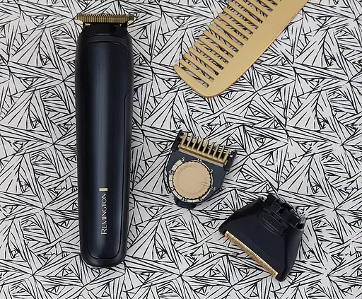 Триммер Remington T-Series, для бороды и усов, акум., роторный мотор, насадок-12, сталь, черный. - фото 2