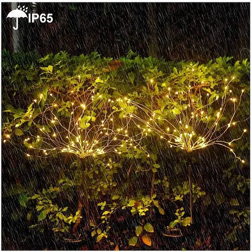 Світильник газонний Феєрверк на сонячній батареї 120LED 40 ліній теплий білий 2 шт - фото 5