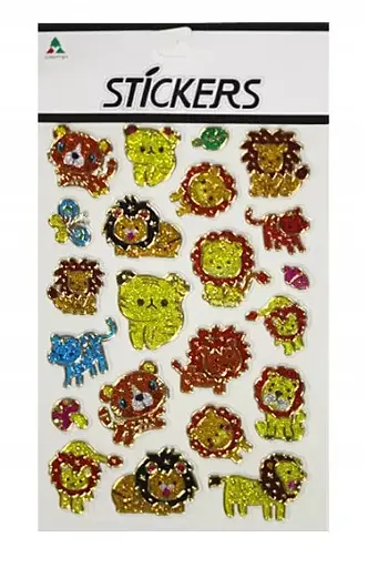 Наклейка пластиковая объемная с глиттером и фольгой, зверушки