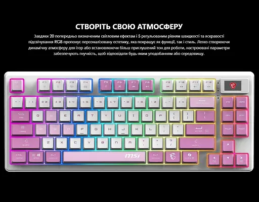 Клавіатура ігрова механічна MSI FORGE GK-600 W TKL Wireless, EN/UKR/RU, RGB VIOLET - фото 14