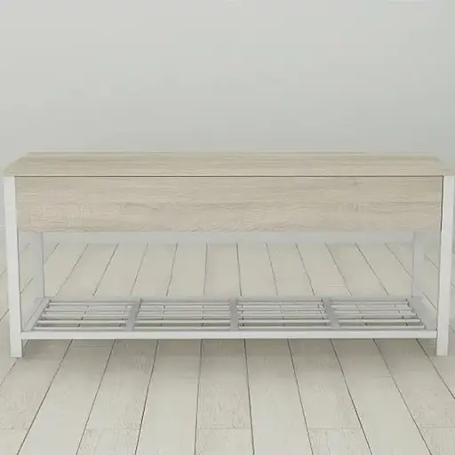 Банкетка с ящиком Ferrum-decor Дрейк 2 550x1200x400 металл Белый ДСП Сонома 16 мм (FRD-103076)