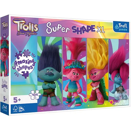 Пазл Trefl Супер формы: Игры Троллей Тролли XL 104 эл. (50037) - фото 1
