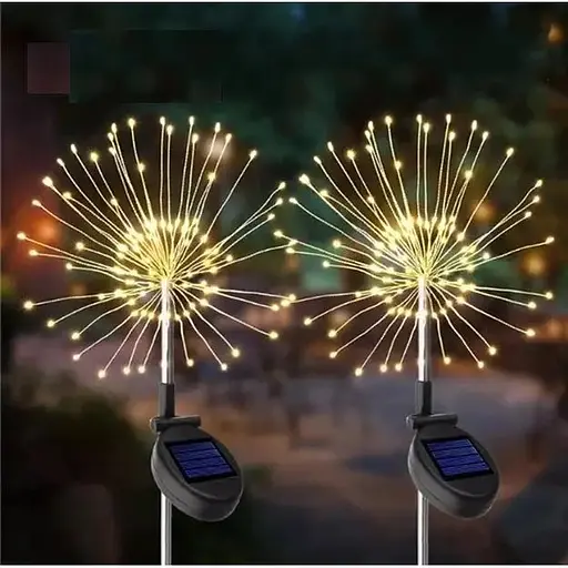 Світильник газонний Solar Феєрверк на сонячній батареї 150 світлодіодів 50 ліній теплий білий 2 шт.