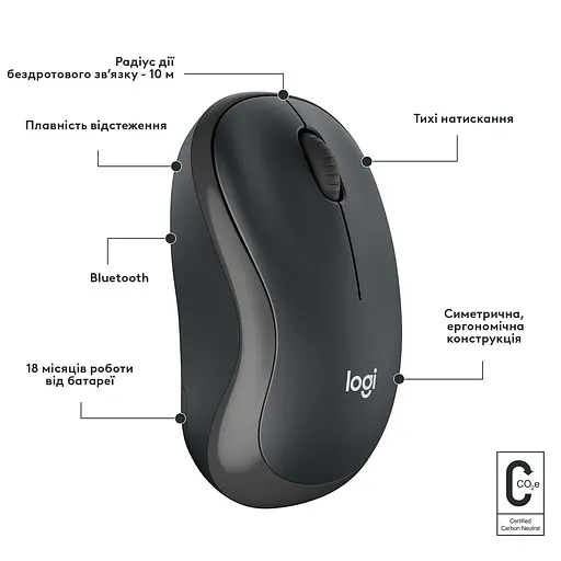 Беспроводная мышь Logitech M240 Silent Bluetooth Graphite (910-007119) (910-007182) - фото 7