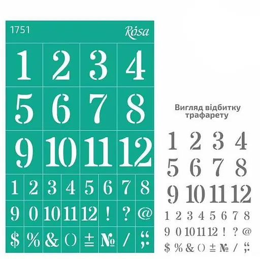 Трафарет багаторазовий самоклеючий №1751 Фоновий 13×20см Цифри Rosa Talent