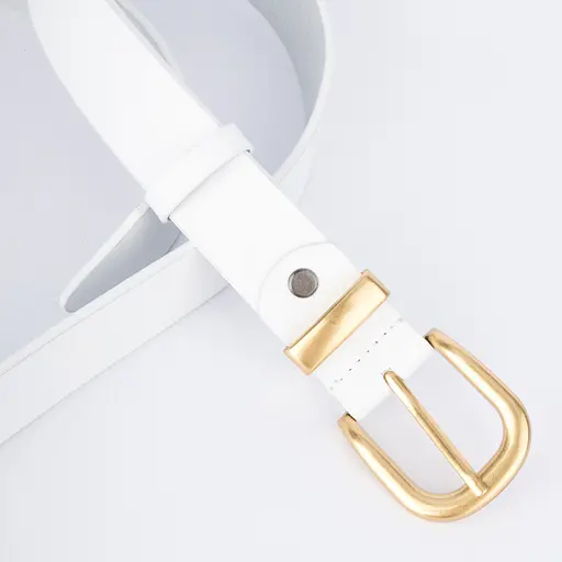 Ремінь жіночий шкіряний HC-3092 (130 см) білий з золотою пряжкою - фото 3