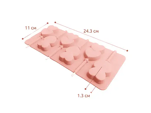 Силиконовая форма для леденцов и конфет на палочке "Сердечки", Kitchen Master Бежевый 87404 - фото 6