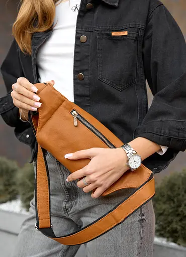 Поясна сумка бананка шкіряна Sambag Tirso BTS натуральна руда шкіра 30.5 х 14 см (81333121w) - фото 6