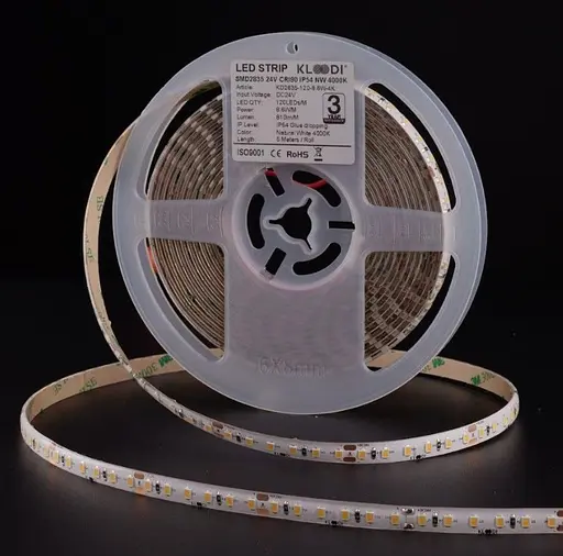 LED Стрічка 8,6W 120LED 4000K 810LM RA90 24V IP54 KLOODI KD2835-120-8.6W-4К-24V IP54 - фото 1