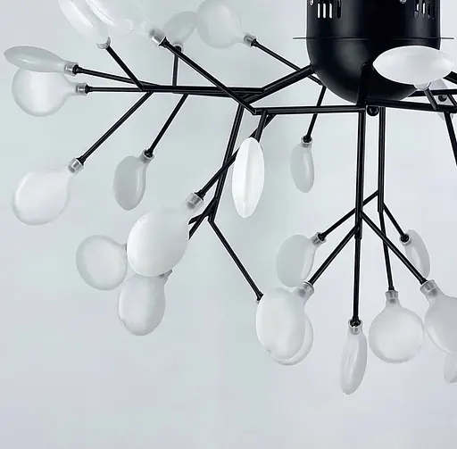 Потолочная каскадная люстра на 36 плафонов в черном цвете. Line.F Цвет плафона Белый - фото 3