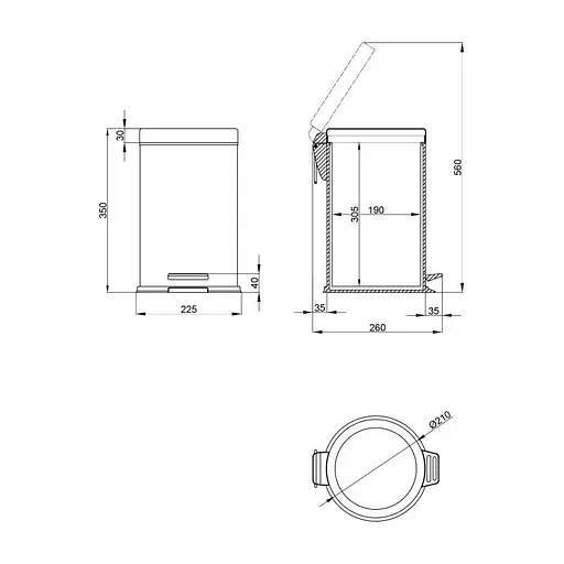 Ведро для мусора Lidz Oreo 0108 (121.01.08) 8 л (LDORE0108CRM22255)  - фото 6