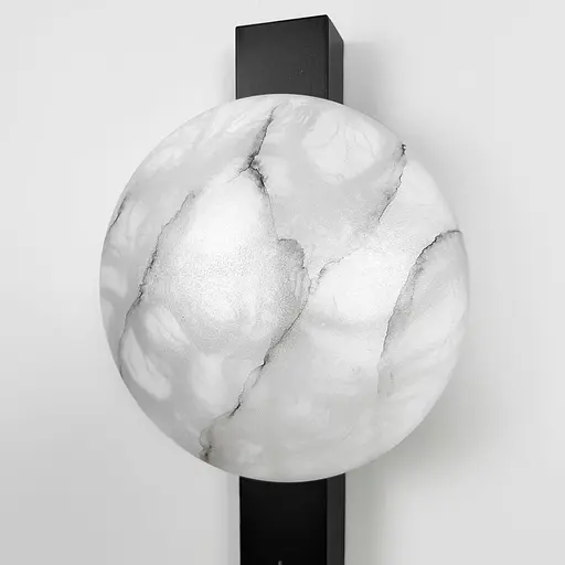 Декоративне бра у чорному корпусі із плафоном під мармур 30х16,5 см Line F Арт. WS011 - фото 3