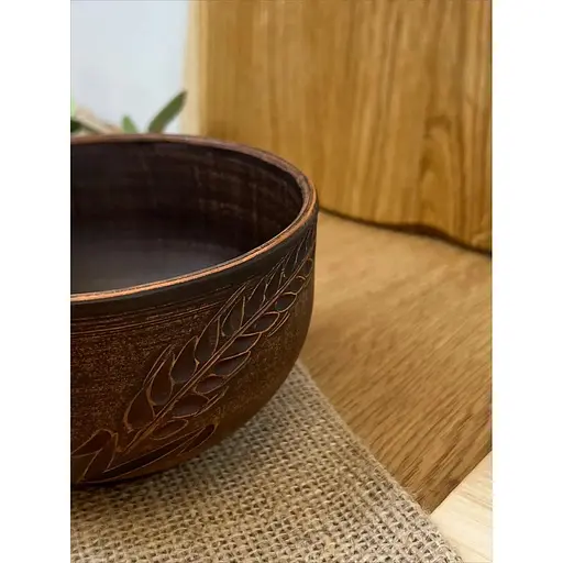 Салатник керамічний (глиняний) різьблений Колосок 700 мл - фото 3