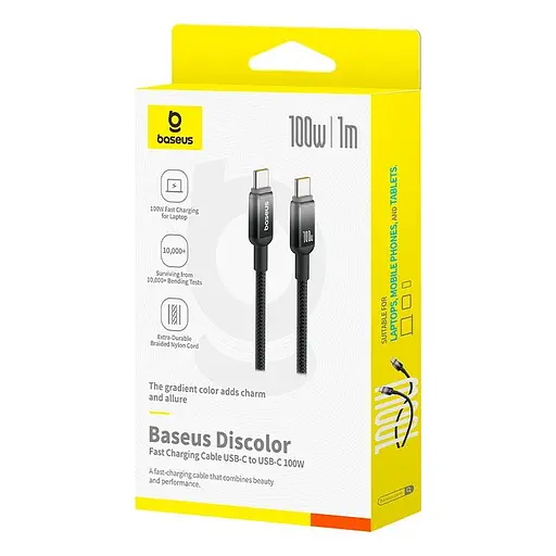 Кабель Baseus Discolor Series Fast Charging Cable USB-C to USB-C 100W 1 м - фото 2