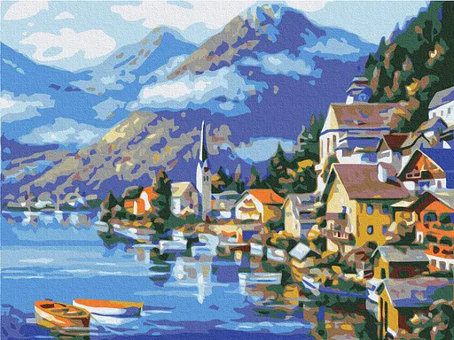 Картина за номерами на підрамнику Brushme Селище у підніжжя гори