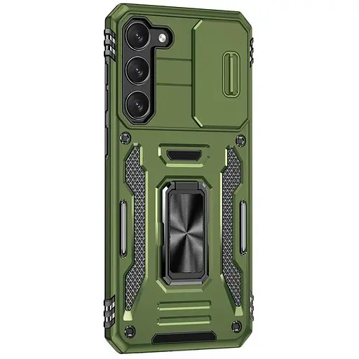 Ударопрочный чехол Epik Camshield Army Ring для Samsung Galaxy S22+ Оливковый / Army Green - фото 5