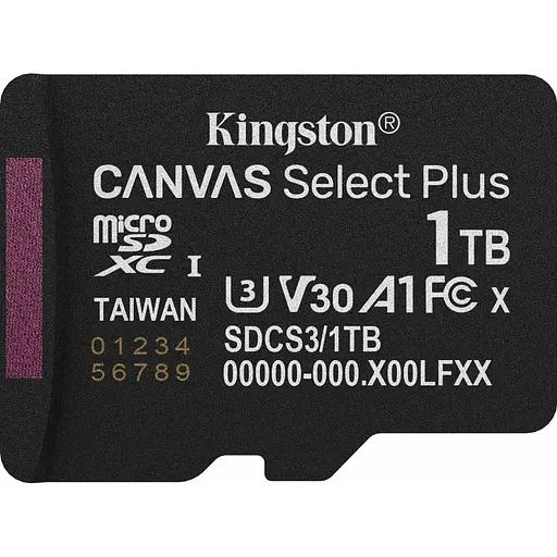 Карта пам'яті 1TB microSDXC Canvas Select Plus Gen 3 150R A1 Single Pack w/o ADP SDCS3/1TBSP - фото 1
