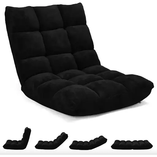 Кресло Costway Tiktok напольное с регулируемой спинкой черный - фото 5