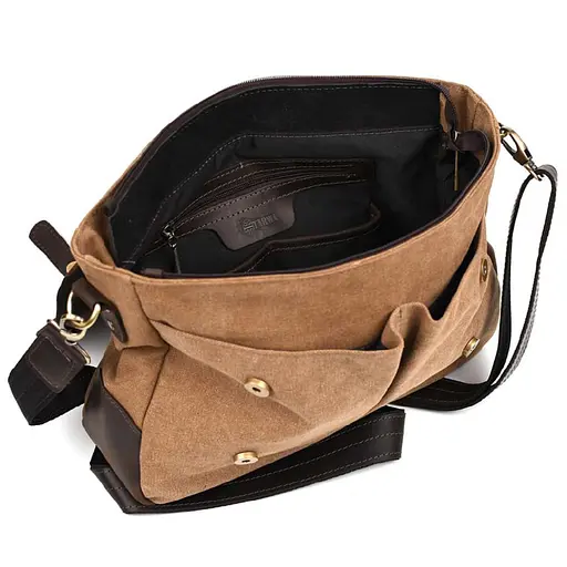 Мужская сумка портфель из канваса и кожий TARWA 36х27х10 см sum0028401 - фото 7