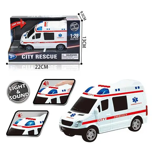 Машинка Скорая помощь, инерция, подсветка, звук