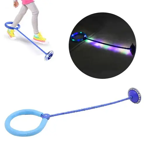 Скакалка з коліском SR19002 на одну ногу, світло, 5 кольорів, розмір іграшки – 63 см (6945678412318) синій - фото 2