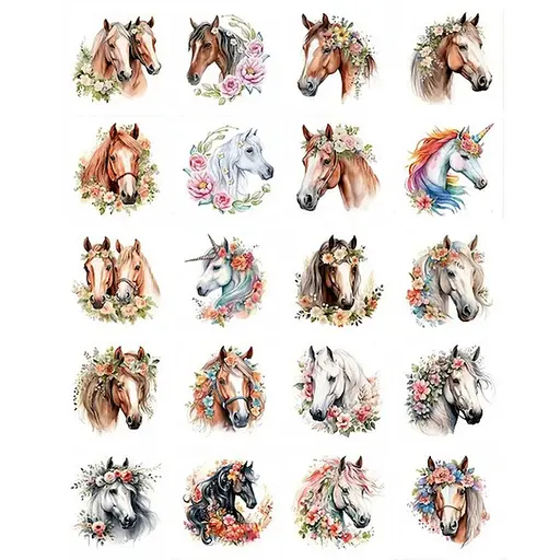 Набор временных татуировок "Лошади" Fresh Tattoo Horses-20-01 размер 6х6 см - фото 1
