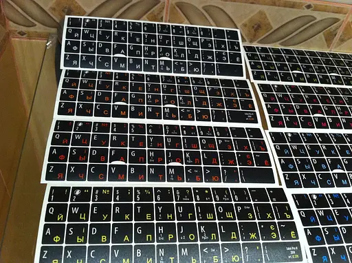 Наклейки на клавиатуру Grand непрозрачный черный фон UA/EN/RU 12 x 13 мм - фото 2