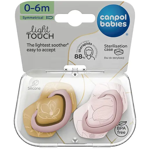 Пустушка Canpol babies Gold силіконова симетрична 0-6 міс. 2 шт. помаранчева з рожевим (22/664_pin)