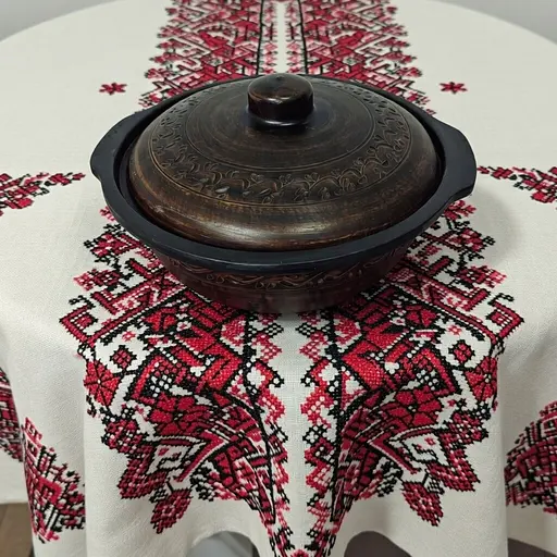 Котел из красной глины 3л Декор и ручками молоченная керамика Украинская глиняная посуда  - фото 6
