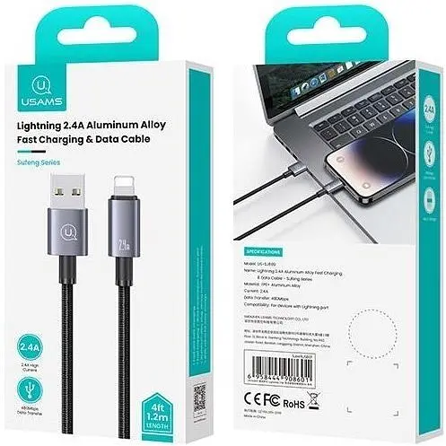 Кабель Usams US-SJ667 USB-A to Lightning 2.4A 1.2m Tarnish (SJ663USB01) [138993] - фото 4