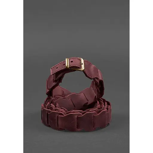 Женский кожаный бохо-ремень BlankNot бордовый - фото 6