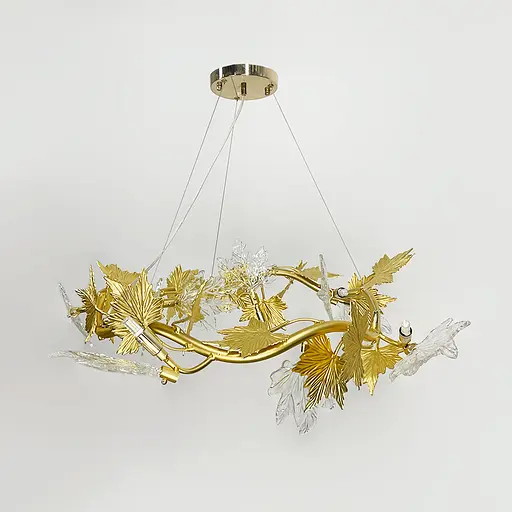 Люстра с декоративной листвой клена Ø100 см | Ст. MD 6015-1000 GD Line F - фото 6